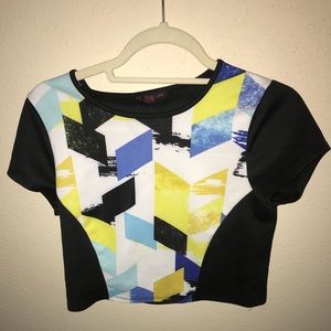 Abstract Print Crop Top